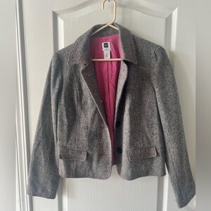 GAP Women's Charcoal Blazer with Pink Interior